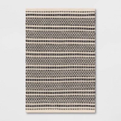 Photo 1 of *NEW*  Norwalk Washable Striped Rug Black/Tan