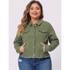 Agnes Orinda Women's Plus Size Classic Denim Long Sleeve with Pockets Fashion Jean Jackets - 2 of 4
