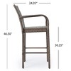 Lyngins Outdoor Wicker Barstools (Set of 2), Modern Outdoor Accent Chair with Faux Rattan & Iron Frame, Patio Counter Height Bar Stools - 4 of 4