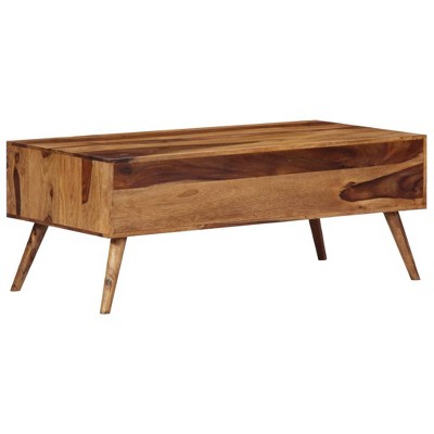 vidaXL Coffee Table Honey Solid Wood 39.4x19.7x15.4 in Decorative Inlays