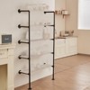VEVOR Industrial Pipe Shelf, 5 Tier 2PCS,9.84in Applicable Board Width Wall-Mount Floating Rustic Wood Shelves Bracket Bookshelf,Storage Holder, Black - 2 of 4