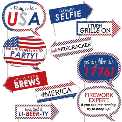 Big Dot of Happiness Funny 4th of July - Independence Day Photo Booth Props Kit - 10 Piece