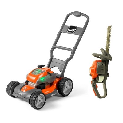 Husqvarna Battery-Powered Toy Lawn Mower and Battery Operated Toy Hedge Trimmer