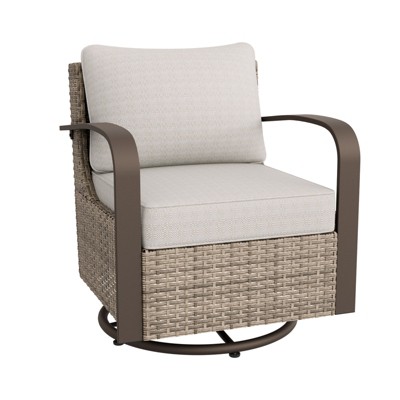 EAGLE PEAK Coastal Vista Outdoor Swivel Wicker Rocker Chair, Patio Glider Rocking Chair
