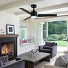 Wanze of Ocean 48 in. Smart Black 6-Speed Black Blades 2-Size Downrod Mount Standard Ceiling Fan with 3-Color Dimmable LED Light - 3 of 4