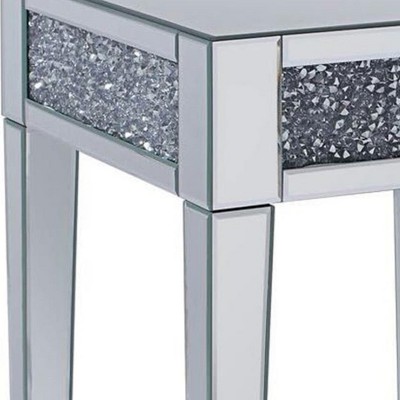 Elysian 20" Square Mirrored Wood End Table with Faux Diamond Accents