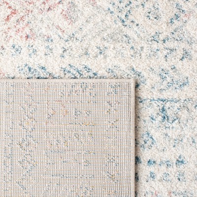 Ivory and Terracotta Round Synthetic Geometric Area Rug