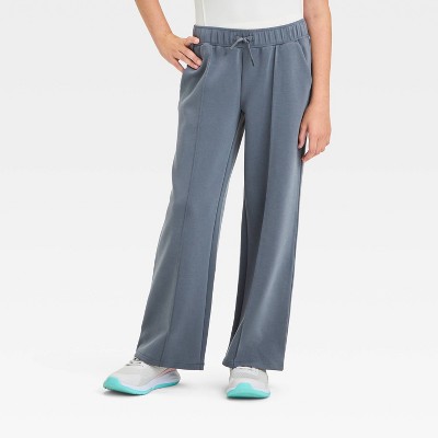 Girls' Airy Sleek Wide Leg Pants - All in Motion Gray L Girls' Airy Sleek Wide Leg Pants - All in Motion Gray L
