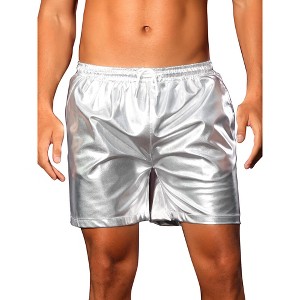 INSPIRE CHIC Men's Elastic Drawstring Party Metallic Hot Shorts - 1 of 4