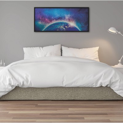 Milky Way Galaxy Landscape Black Framed Canvas Art, 18x40