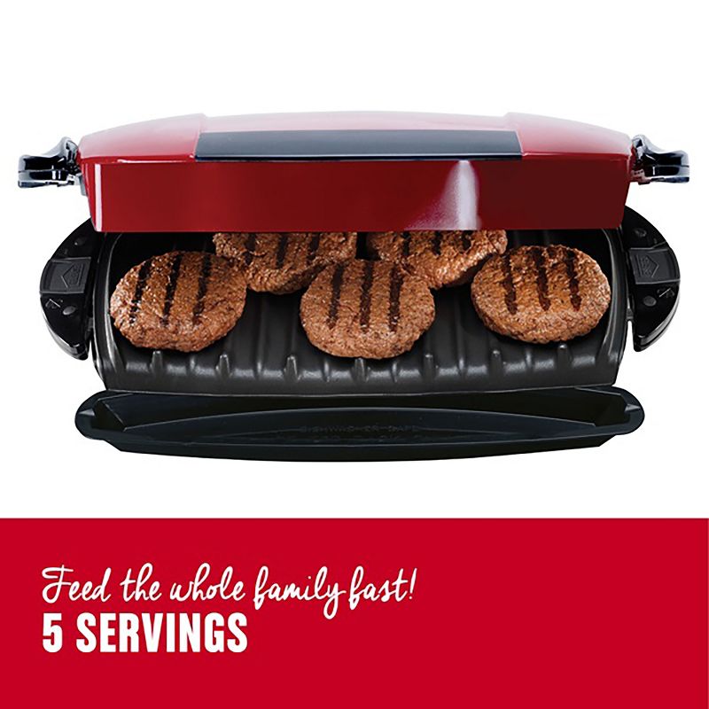 George Foreman 5 Serving Removable Plate and Panini Grill Sandwich Maker in Red, 2 of 6