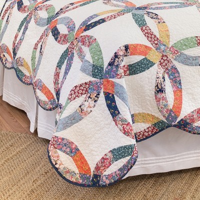 Heritage Patchwork Cotton Twin Quilt Set in White