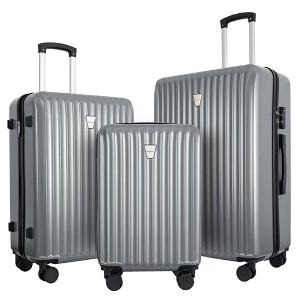 Infurnic Bag and Luggage Sets, Suitcase Set with Lock and Spinner Wheels, Large Capacity for Business, Vacation, 3PCS, Silver, 30.31"*19.29"*11.81" - 1 of 4