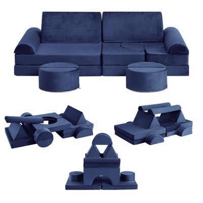 Jojoka 14-Piece Modular Kids Sofa Set, Soft Velvet Play Sofa for Children, Creative Play Furniture for Playroom