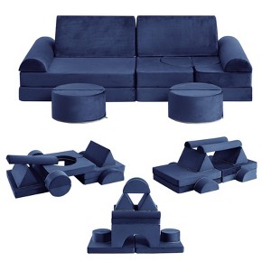 Jojoka 14-Piece Modular Kids Sofa Set, Soft Velvet Play Sofa for Children, Creative Play Furniture for Playroom - 1 of 4