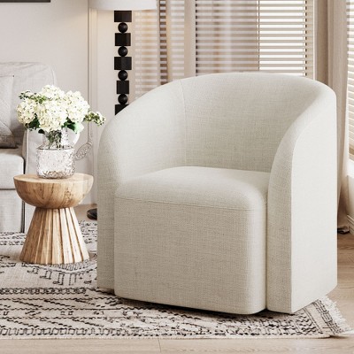 Green Swivel Barrel Accent Chair, Upholstered 360° Rotating Armchair for Living Room, Bedroom, Office, or Waiting Area – No Assembly Needed