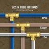 VEVOR Pipe Fittings, 1/2" 12PCS Tee Brass Pipe Fittings, Push-Fit Pipe Connector Brass Air Fittings, Heavy Duty Plumbing Fittings Adapter, Gold - 3 of 4