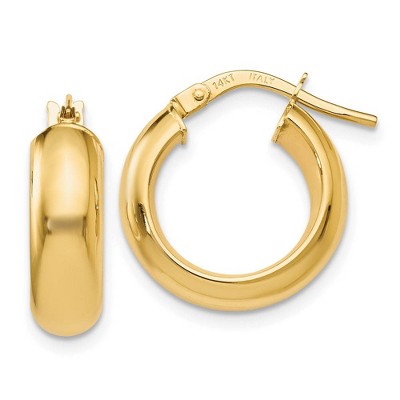 Black Bow Jewelry 5mm Polished Round Hoop Earrings in 14k Yellow Gold, 16mm (5/8 Inch)