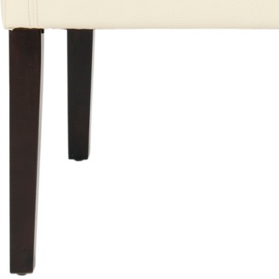 Cream Upholstered Leather Parsons Side Chair with Wood Legs