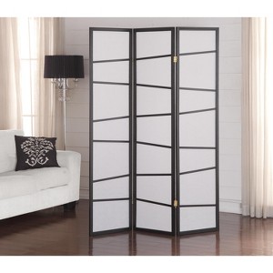 MAYEERTY 3 Panel Screen Room Divider Wood Paper Black for Living Room 51"x2"x70.1" - 1 of 4