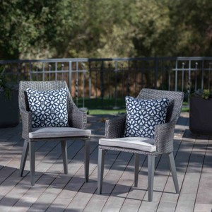 Outdoor PE Wicker Chair Set of 2,Rattan Lounge Arm Chairs with Waterproof Cushions,Weather Resistant Patio Chair for Garden or Balcony-Koiai - 1 of 4