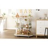 Rotating Kitchen Cart - Golden Cart, Wine Glass Bar Cart, Wine Rack Cart with Wheel, Glass Holder, 3 Tier Dining Room Gold Wine Bar Cart - 4 of 4