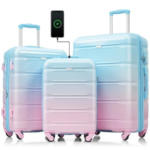 MOEPISY Luggage Set of 3, 20-inch with USB Port, Airline Certified Carry-on Luggage , ABS+PC Hard Shell Luggage - 1 of 4