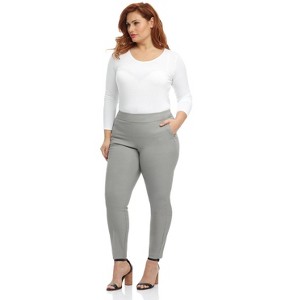 Rekucci Curvy Woman Ease into Comfort Skinny Pants with Tummy Control | Pull-On Stretch Work Pants - 1 of 3