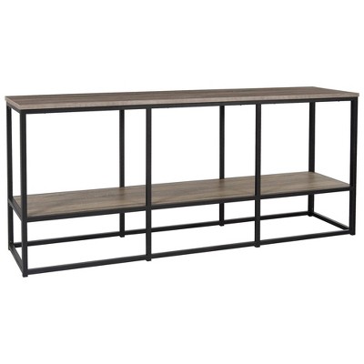 Wood and Metal Open Shelf TV Stand for TVs up to 65" Brown - Benzara