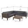 Sapphtopaz Patio Furniture Set Wood L-Shaped Loveseat Outdoor Chairs with Cushions and Coffee Table Sofa Set for Garden, Backyard - 2 of 4