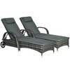 Resenkos 2-Piece Reclining Chaise Lounge Chairs - Rolling Comfort Outdoor Chairs With Cushions, Pillows, Headrests & Armrests, Mixed Gray, Charcoal - 2 of 4