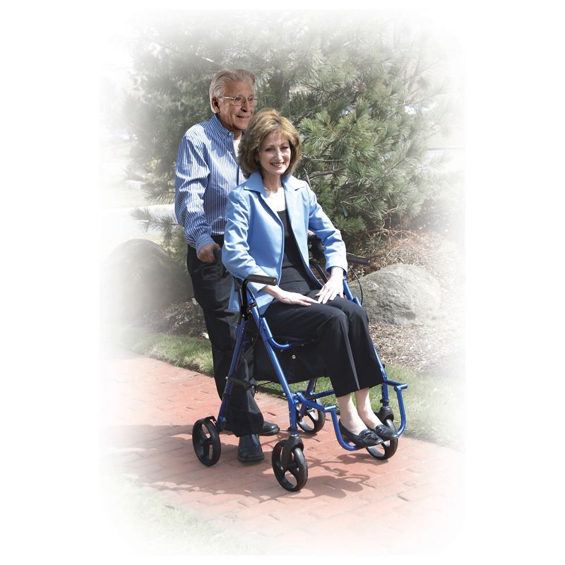 Drive Medical Duet Dual Function Transport Wheelchair Walker Rollator, Blue, 6 of 7