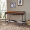 NicBex Rustic Storage Desk Writing Table with Steel Legs&Acacia Desktop,2 Drawers,Elegant Computer Desk for Study&Home Office,Home Workstation,Walnut - 3 of 4