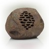 Set of 2 Outdoor Waterproof Bluetooth Solar Wireless Resin Rock Speakers Brown - Alpine Corporation: Garden, Pool Audio System - 3 of 4