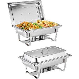 2/4/6-Pack Buffet Set with 8QT Chafing Dishes. Includes folding frames, a serving spoon, and tongs for easy transport and setup at events - 1 of 4