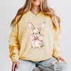 Bunny Watercolor With Bow - Women's Lightweight Garment Dyed Sweatshirt - 2 of 4