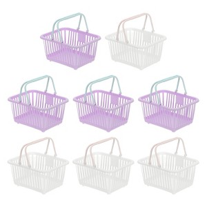 Unique Bargains Plastic Grocery Shopping Toy Storage Mini Decorative Baskets 6.3" x 3.5" x 5.1" 8 Pcs - 1 of 4