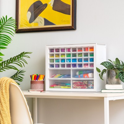 IRIS USA 36 Drawer Stackable Storage Cabinet for Hardware Parts Crafts and Toys, White