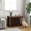 PawHut Dog Crate Furniture, 39" Dog Kennel Furniture with Flip-up Top Opening, 2 Doors, Dog Cage Side End Table for Large Dogs, Rustic Brown - 2 of 4
