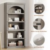 Arched Bookcase 5 Shelf Bookshelf 68.7" Tall Bookcase Farmhouse Curved Storage Rack Wooden Bookshelves for Home Office, Living Room,Wood Color - 4 of 4
