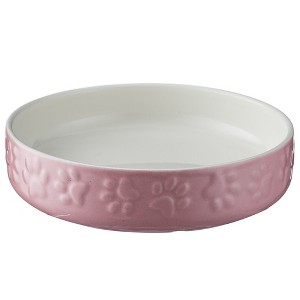 Mason Cash: Paw Print Pet Saucer - Pink - 5.2", 6.8oz - Cat Food-Water Dish - 1 of 4