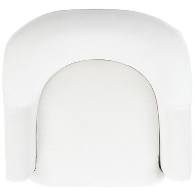Elegant White Velvet Wood Accent Chair with Gold Metal Legs