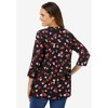 Woman Within Plus Size Perfect Printed Three-Quarter Sleeve V-Neck Tee - 3 of 4