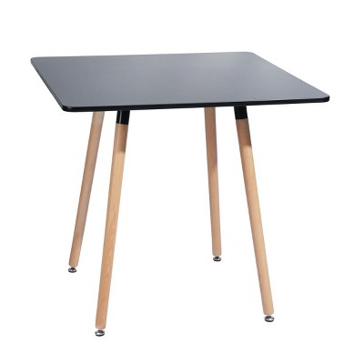 HomeRoots 32" Black and Natural Wood Square Dining Table