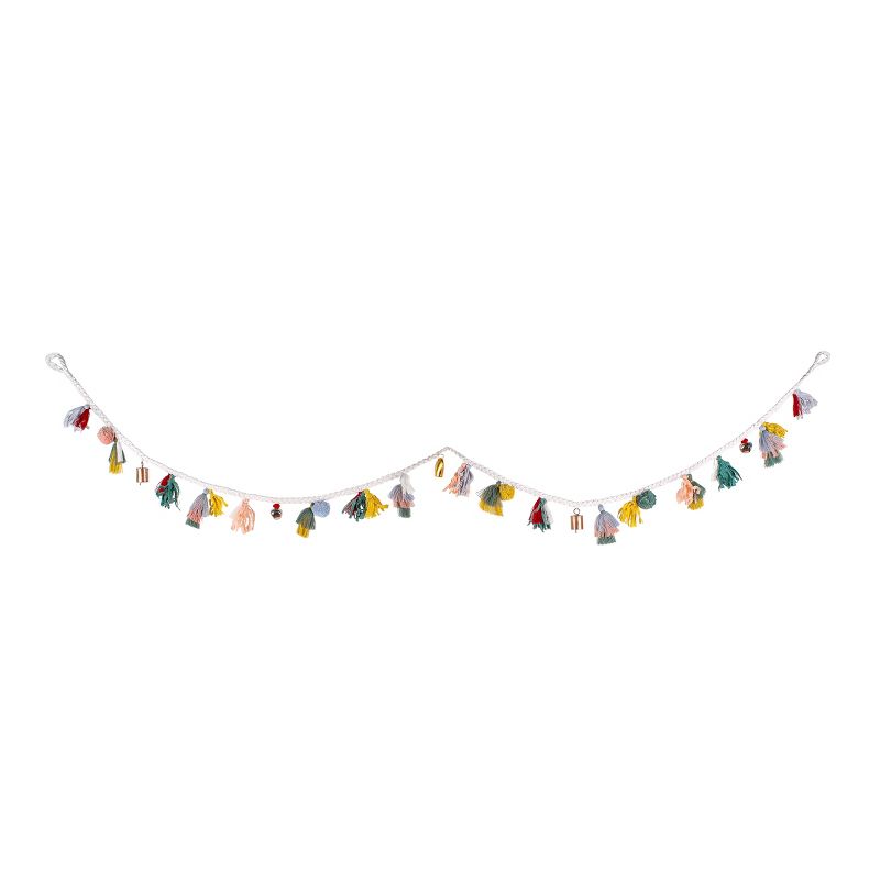 HGTV Home Collection National Tree Company 72" Boho Bell & Tassel Garland, Multicolor, 5 of 6