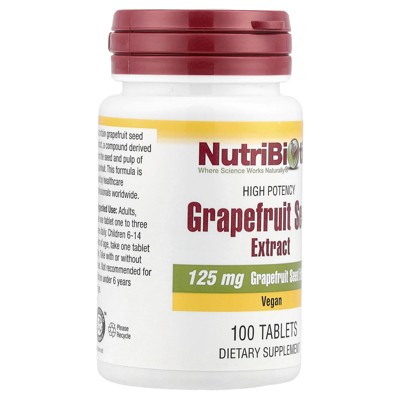 NutriBiotic Grapefruit Seed Extract, High Potency, 125 mg, 100 Tablets