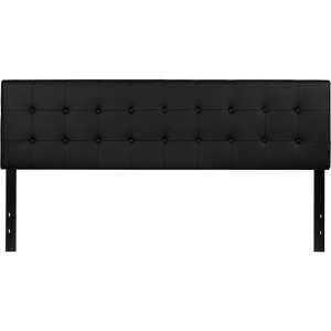 King Button Tufted Upholstered Headboard Black - Riverstone Furniture