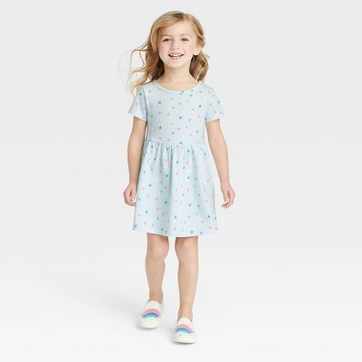 Toddler Girls' Hearts Short Sleeve Dress - Cat & Jack™ Blue 12M