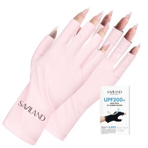 SAVILAND U V Gloves for Nails: UPF80+ Professional U V Gloves for Manicures, Anti UVA & UVB 999+ U V Gloves (Light Pink) - 1 of 4