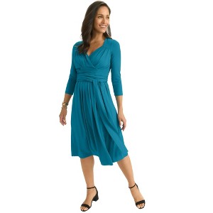 Jessica London Women's Plus Size Sweetheart Wrap Midi Dress - 1 of 4